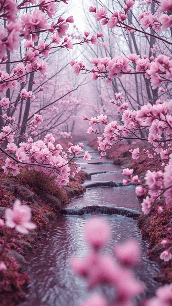Spring flower wallpaper Sakura brook
