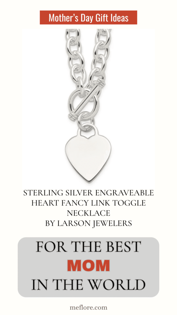 Mother's Day Gift Ideas -- Sterling Silver Engraveable Heart Fancy Link Toggle Necklace by Larson Jewelers